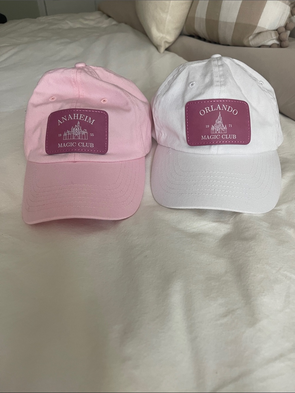 Disneyland/DisneyWorld Magic Club Baseball Caps - Pink & White